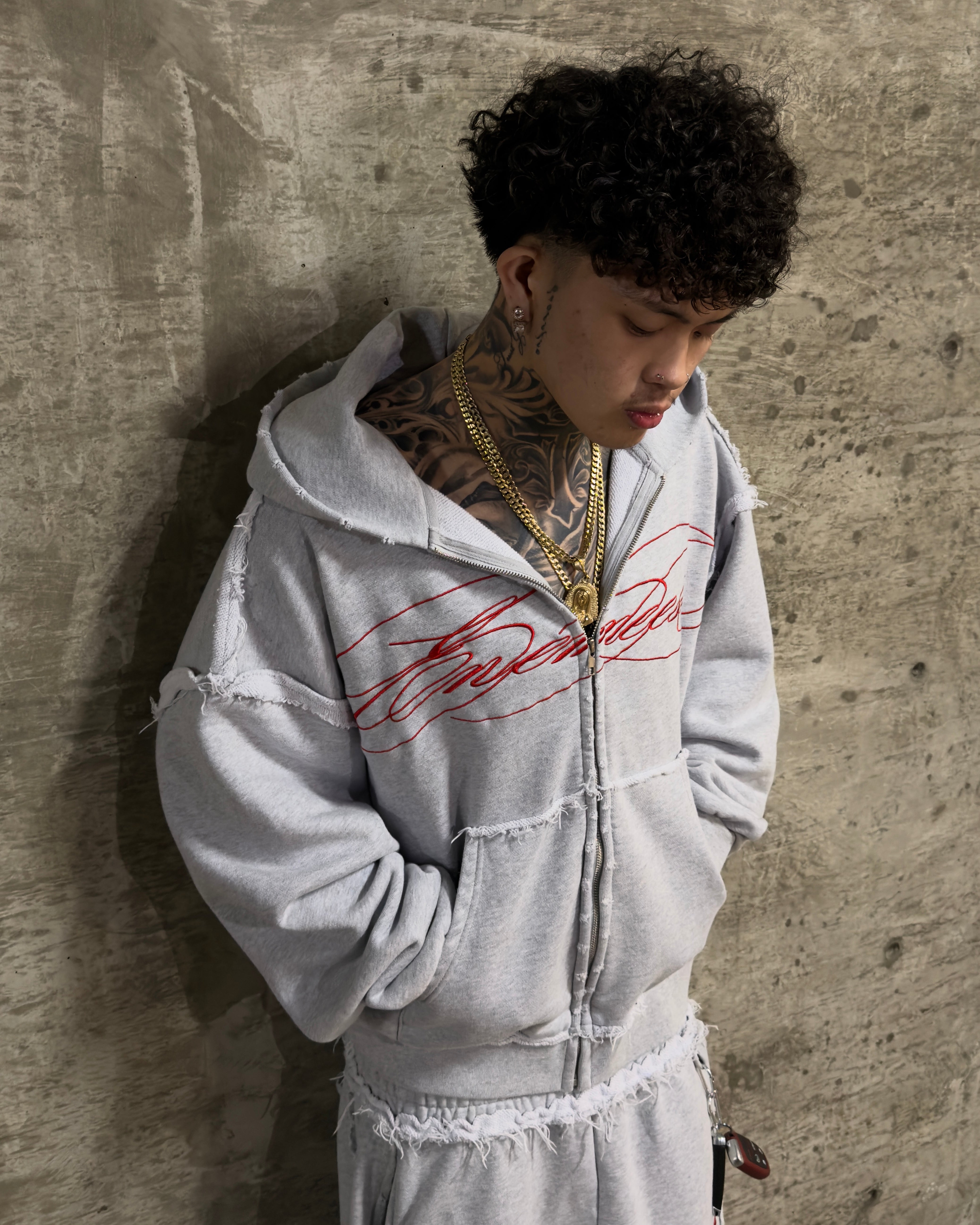 Red Script Back Red Script Zip-Up – ENEMEESS