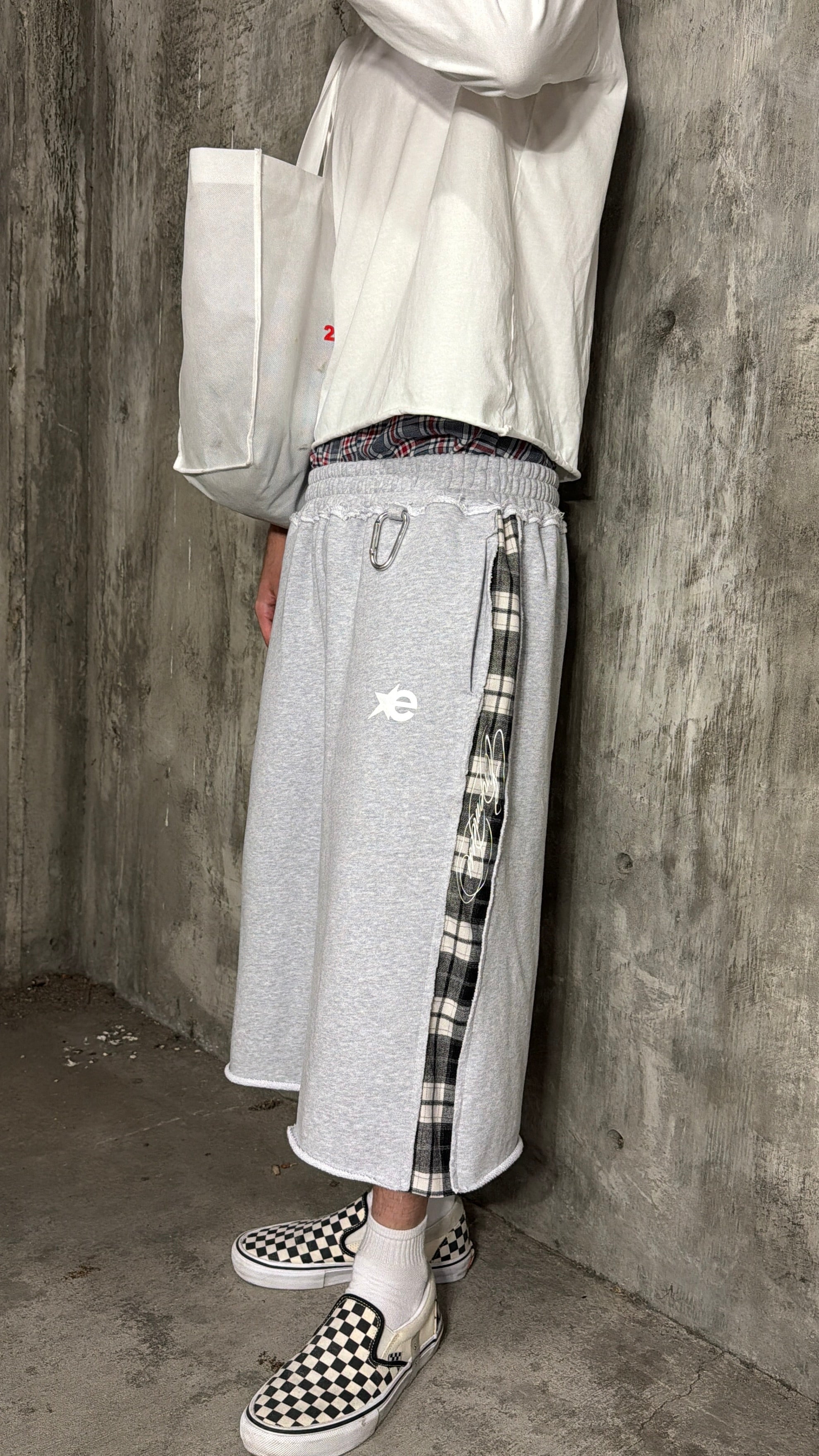 Grey Plaid 3/4th shorts